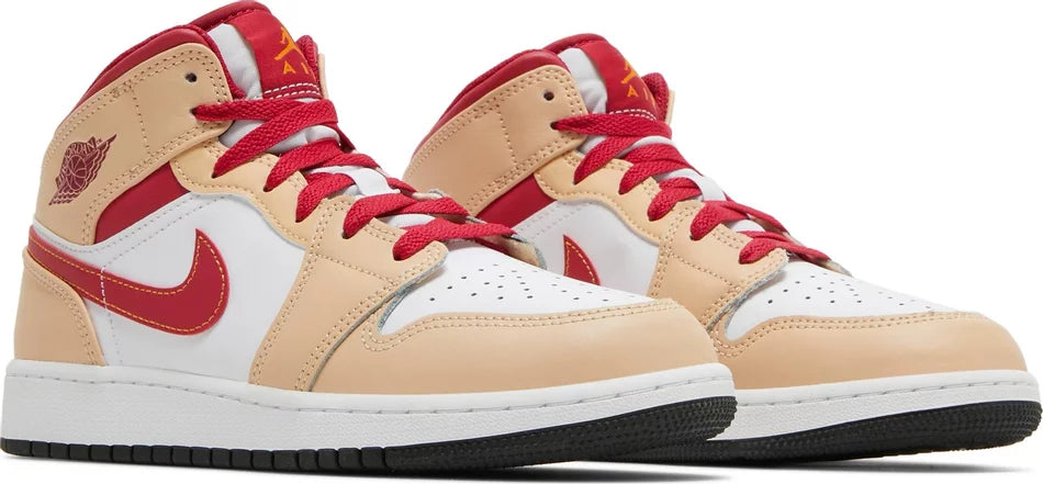 Jordan 1 Mid Light Cardinal Curry (GS)