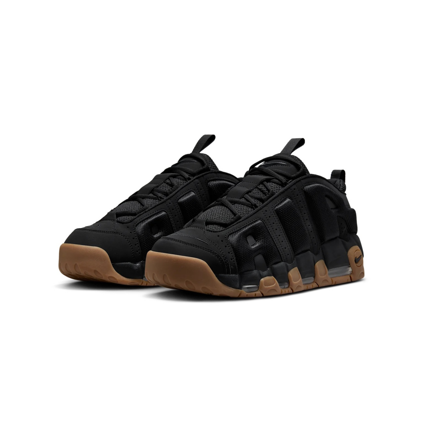 Nike Air More Uptempo Low Black and Gum Medium Brown